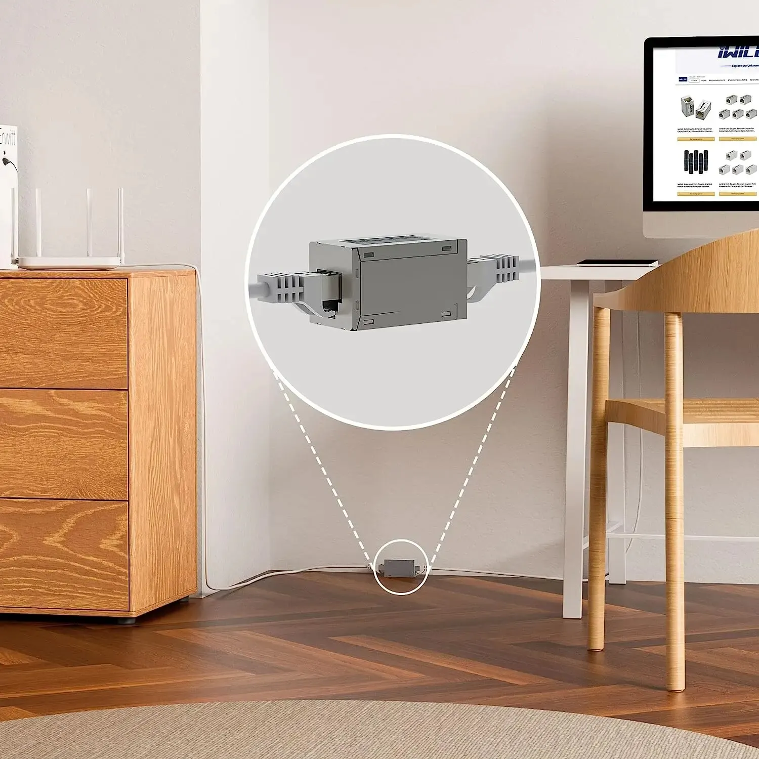 ZOERAX-acoplador Ethernet RJ45, extensor de 10Gbps, conector hembra a hembra Cat7 para Cable Cat7/ Cat6/ Cat5e - imagen 3