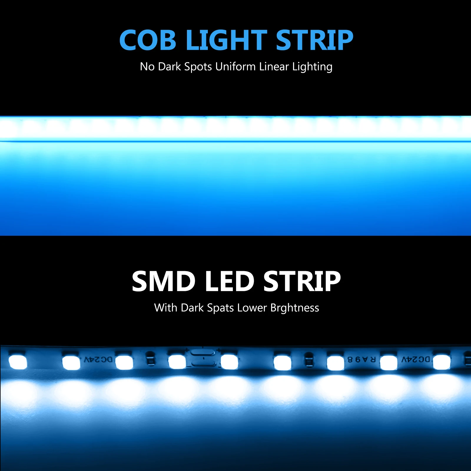 Tira de luces LED RGB COB, 12V, 24V, súper delgada, 5mm, Flexible, de alto brillo, cinta colorida RGB con Control remoto para decoración del hogar - imagen 3