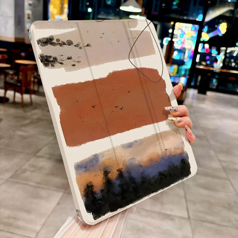 Ins Hermoso patrón de atardecer funda para tableta triple para iPad pro 10/11/2020/6th/7th /8th /Air 3rd/Air 4th/9th gen/Air 5th Gen 2022 - imagen 4