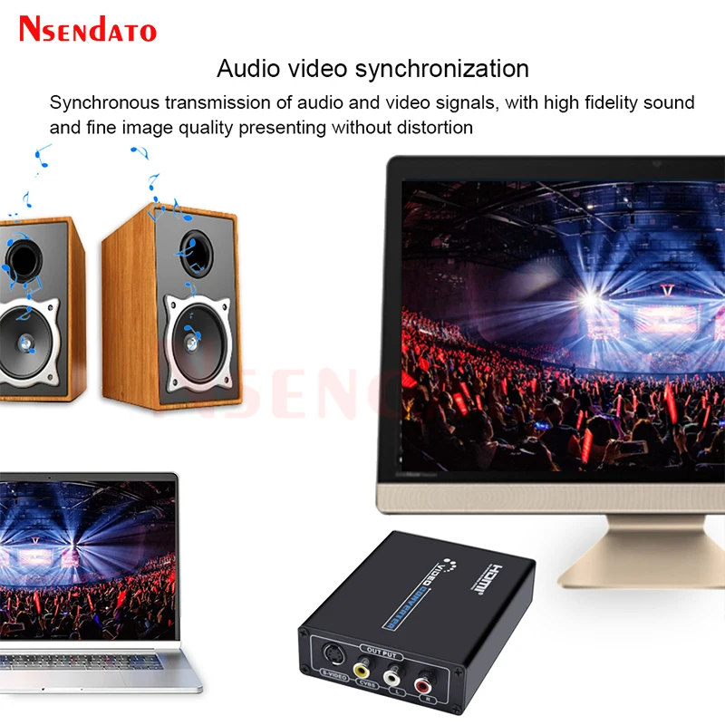 Convertidor HDMI a 3 RCA CVBS S Video AV Audio, convertidor AV S Video a HDMI PAL/NTSC Switch Switcher Adaptor para TV Blue-Ray DVD - imagen 3