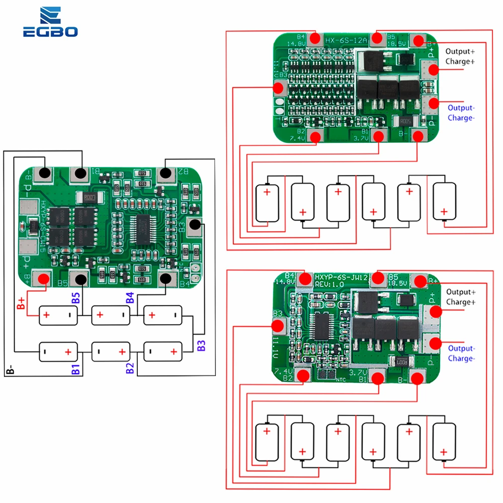 Placa de protección PCB BMS 6S 12A/25A 24V 25,2 V para paquete de 6, módulo de celda de batería de litio de iones de litio 18650, recién llegado equilibrado - imagen 2
