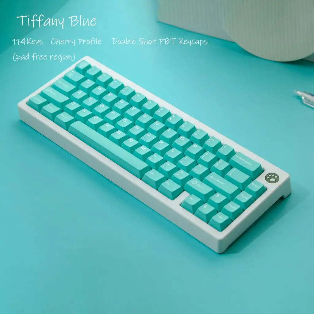 Teclas de teclado cian de 114 teclas, teclas PBT de doble disparo, perfil de cereza para interruptores Gateron MX, teclado mecánico para jugadores