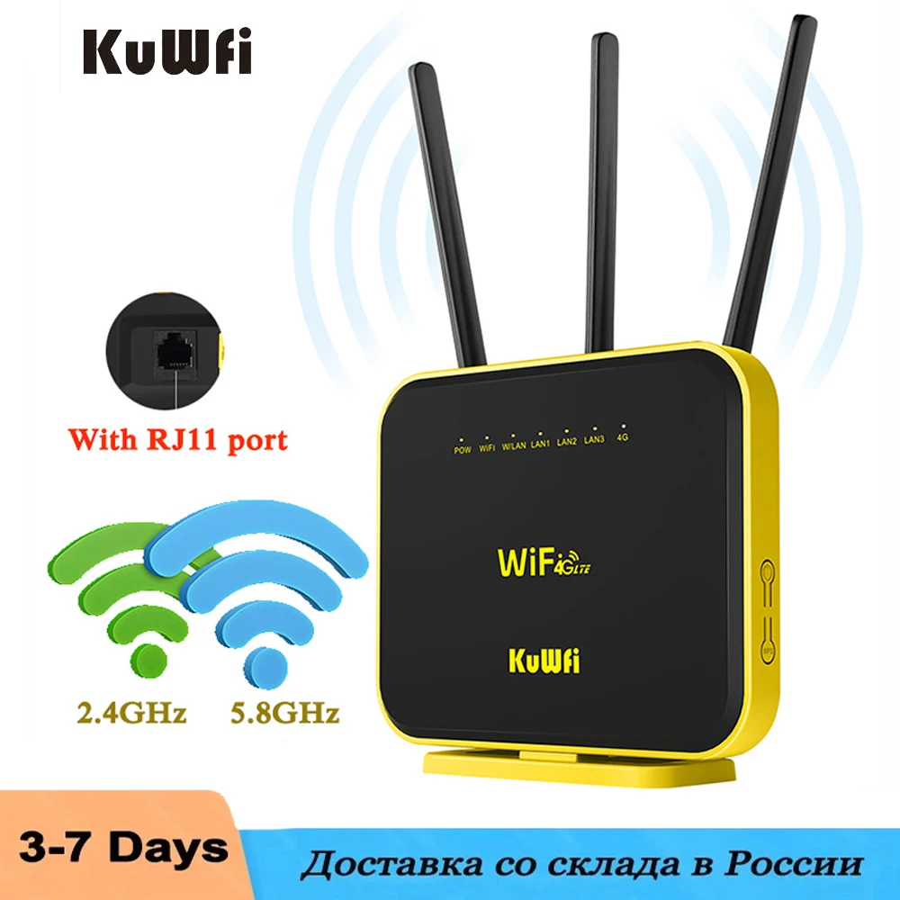 KuWFi-enrutador Gigabit 4G, repetidor de 2,4 GHz Wifi/5GHz, 1200Mbps, amplificador de señal externo VPN, enrutador WIFI 4G con tarjeta Sim, CPU de 128MB - imagen 2