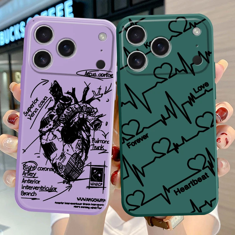 Funda con diseño de corazón para Apple iPhone XS 16 14 15 Plus 7 8 16e XR 17 Air 11 12 13 Pro Max, funda suave - imagen 4