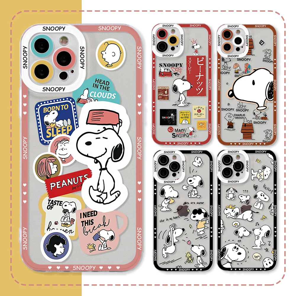 Funda de teléfono Cute Dog S-Snoopys para Samsung Galaxy A71 A55 A54 A53 A52 A51 A34 A33 A32 A23 A14 A13 A12 4G 5G, funda con impresión de borde