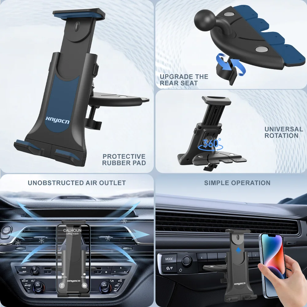 Soporte Universal para tableta de coche, soporte con ranura para CD automático, soporte ajustable para iPad Pro/Air/Mini 10,9, tableta Samsung de 4-11 ", GPS y teléfono - imagen 3