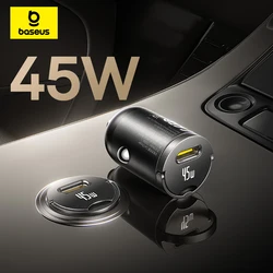 Baseus 45W Mini cargador de coche UFCS PPS QC PD carga rápida para tabletas iPhone 17 16 15 14 13 Samsung Xiaomi cargador de teléfono de coche