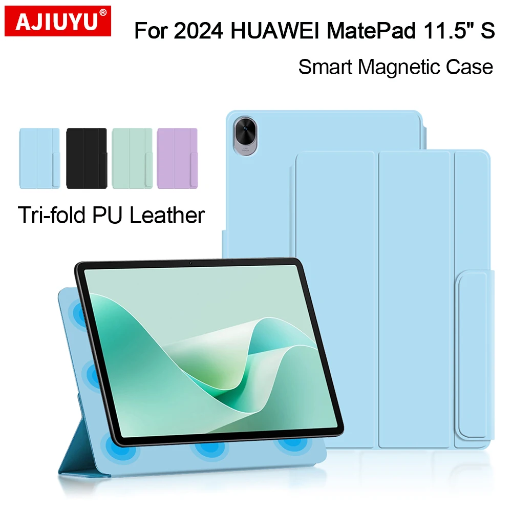 AJIUYU-funda para HUAWEI MatePad 2024 "S TGR-W09, cubierta de libro inteligente para MatePad 11,5 S 11,5", soporte triple magnético