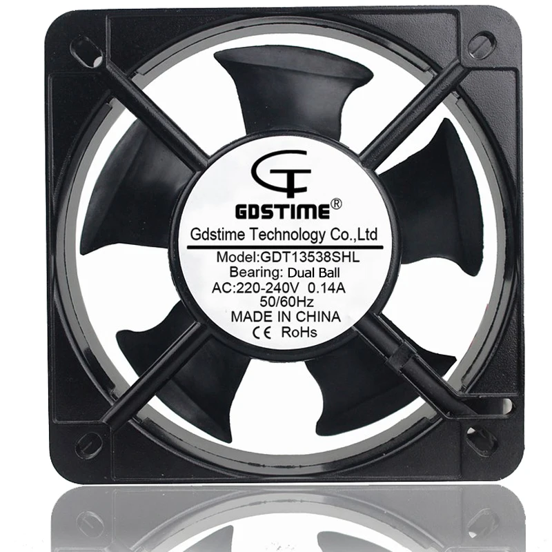 Gdstime 220V 240V 13CM 135MM x 38MM rodamiento de bolas Dual AC ventilador de refrigeración Axial 2 cables - imagen 3