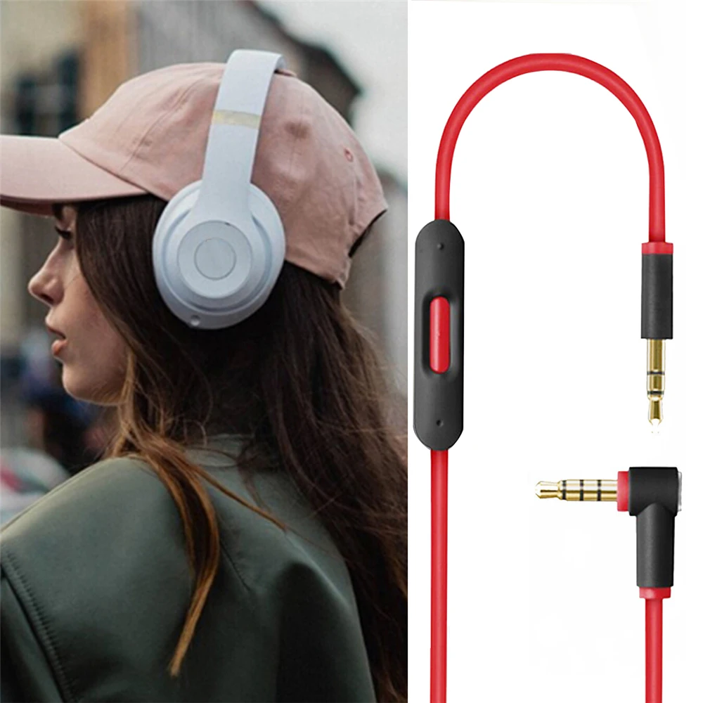 Cable de Audio auxiliar de 3,5mm, Cable de extensión de auriculares con micrófono en línea y Control para Beats by Dr Dre Solo Studio Pro - imagen 2