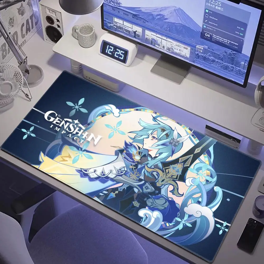 Alfombrilla de ratón HD XXL, alfombrillas de ratón para ordenador, alfombrillas de escritorio Genshin Impact Eula Gamer, portátil, alfombrilla de ratón de goma Natural suave para escritorio