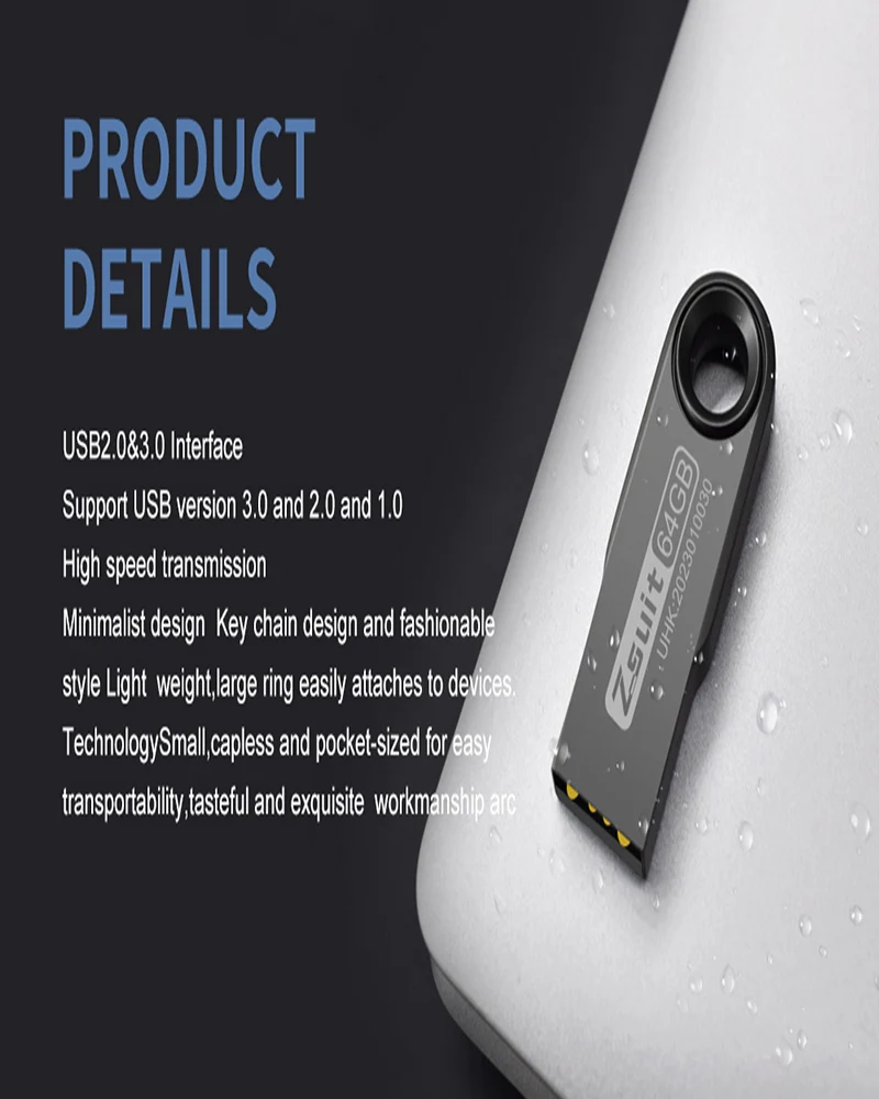ZSUIT - Paquete de 100 Unidades de Memoria USB de 16 GB, Unidad Flash USB Metálica de 32 GB, Memoria USB Resistente al Agua con Logotipo Gratuito, Pendrive USB de 128 GB, Unidad Flash USB CSY - imagen 3