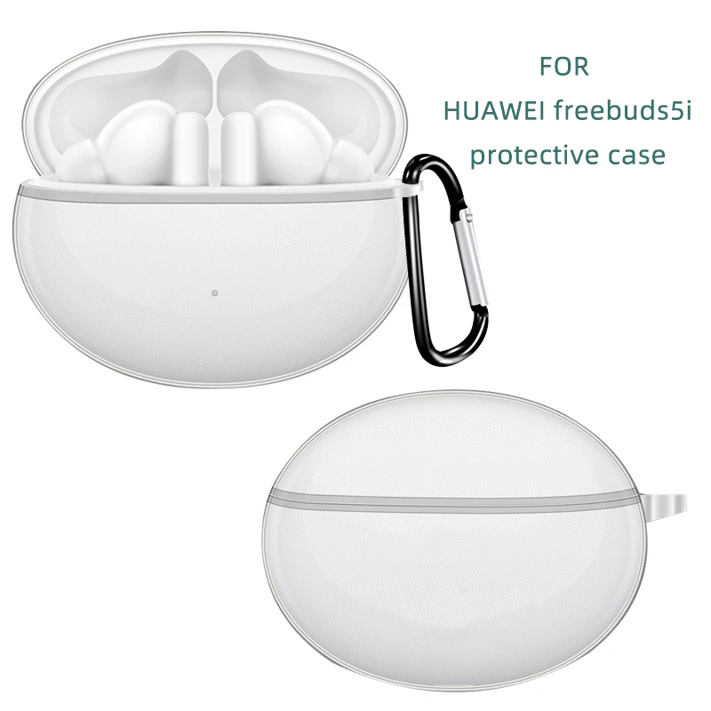 Funda transparente para Huawei Freebuds 5i, funda transparente de TPU inalámbrica, auriculares protectores Freebuds5i con llavero