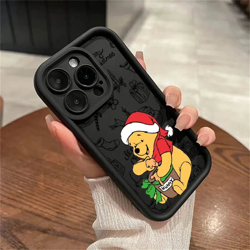 Disneies Navidad Linda funda de teléfono Winnie para IPhone 16 15 14 13 12 11 Pro Max Mini XR XS X 7 8 6 6s Plus cubierta trasera suave de TPU - imagen 5