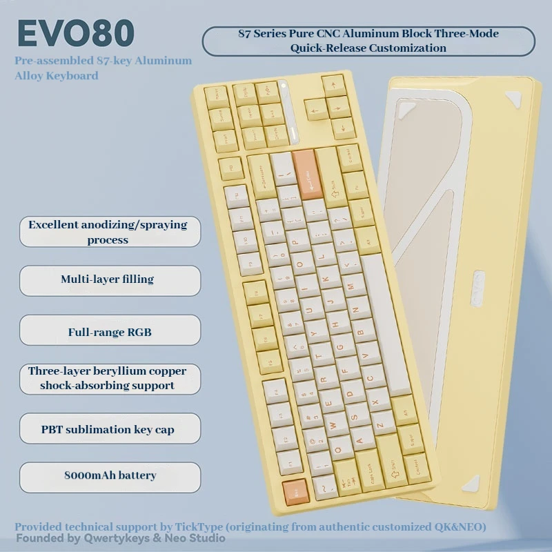 Ticktype Evo80 CNC Teclado mecánico Thri-Mode 2,4g Bluetooth Hifi RGB QMK/VIA Key teclado de oficina de juegos de aluminio personalizado - imagen 4