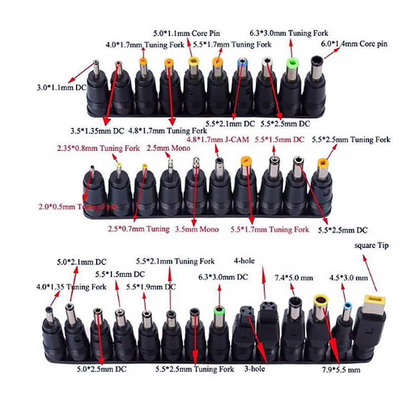 34Pcs Universal Power Adapter 96W 12V To 24V Adjustable Portable Charger Notebook Adjustable Power Supply Adapter Universal - imagen 3