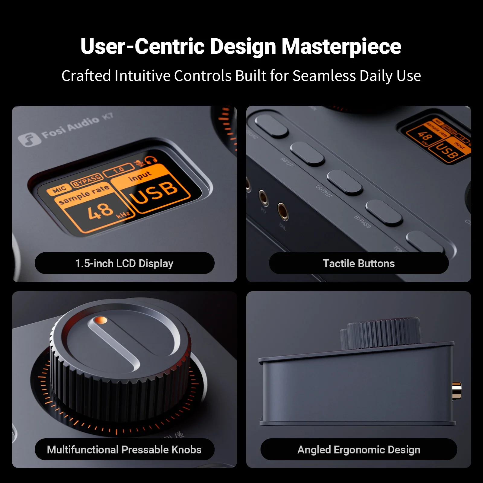 Fosi Audio K7 HiFi DAC y amplificador de auriculares, chip AKM4493ESQ DAC, PCM 384kHz/32Bit y DSD256, entrada de micrófono USB Audio DAC para juegos - imagen 5