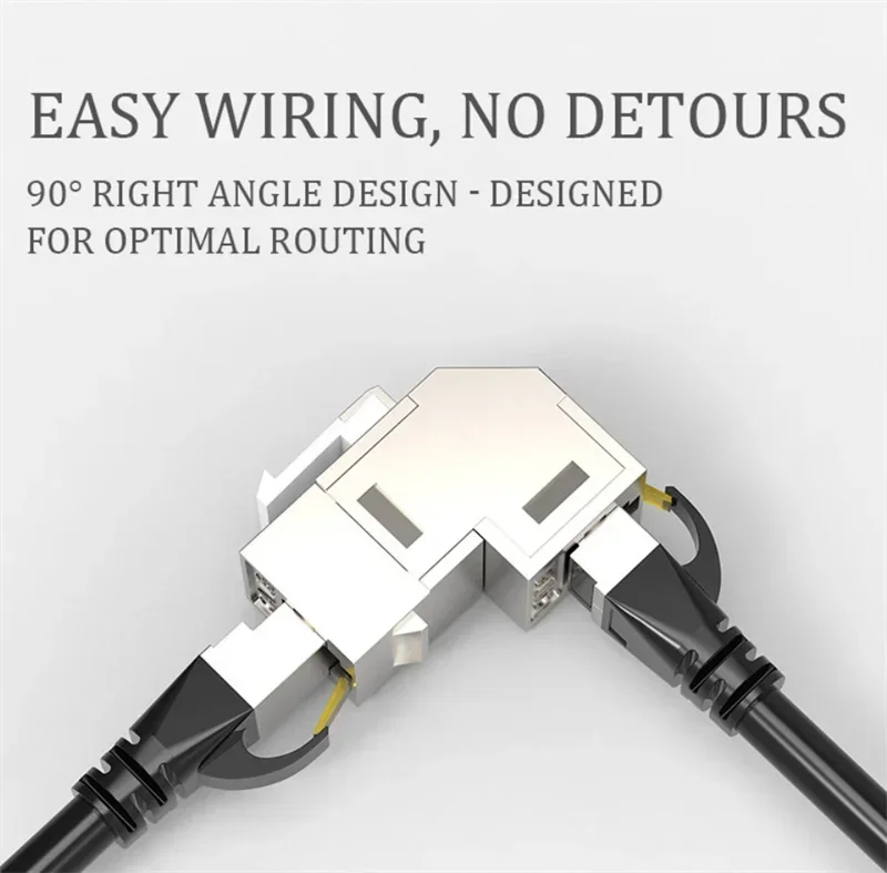 Acoplador Cat 6A RJ45, adaptador de conector Keystone divisor hembra RJ 45 blindado en ángulo de 90 grados para placa frontal de Panel en blanco - imagen 5