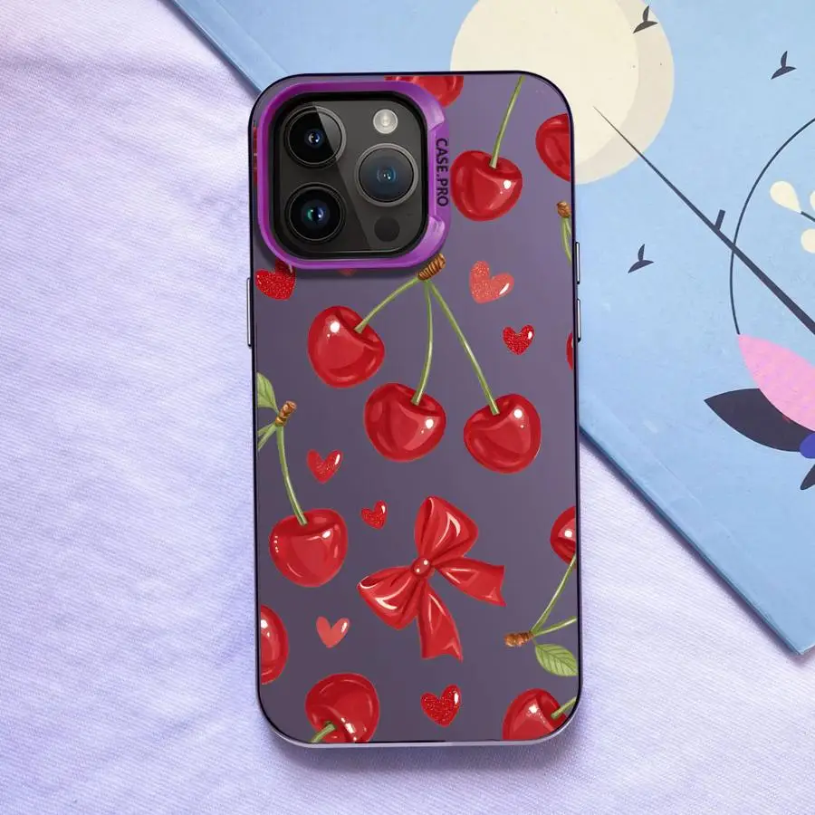 Funda trasera de teléfono para iPhone 12 13 17Air 14 XS 15 Plus 16 17 Pro Max 16e 11 XR patrón de fresa impreso de dibujos animados - imagen 2