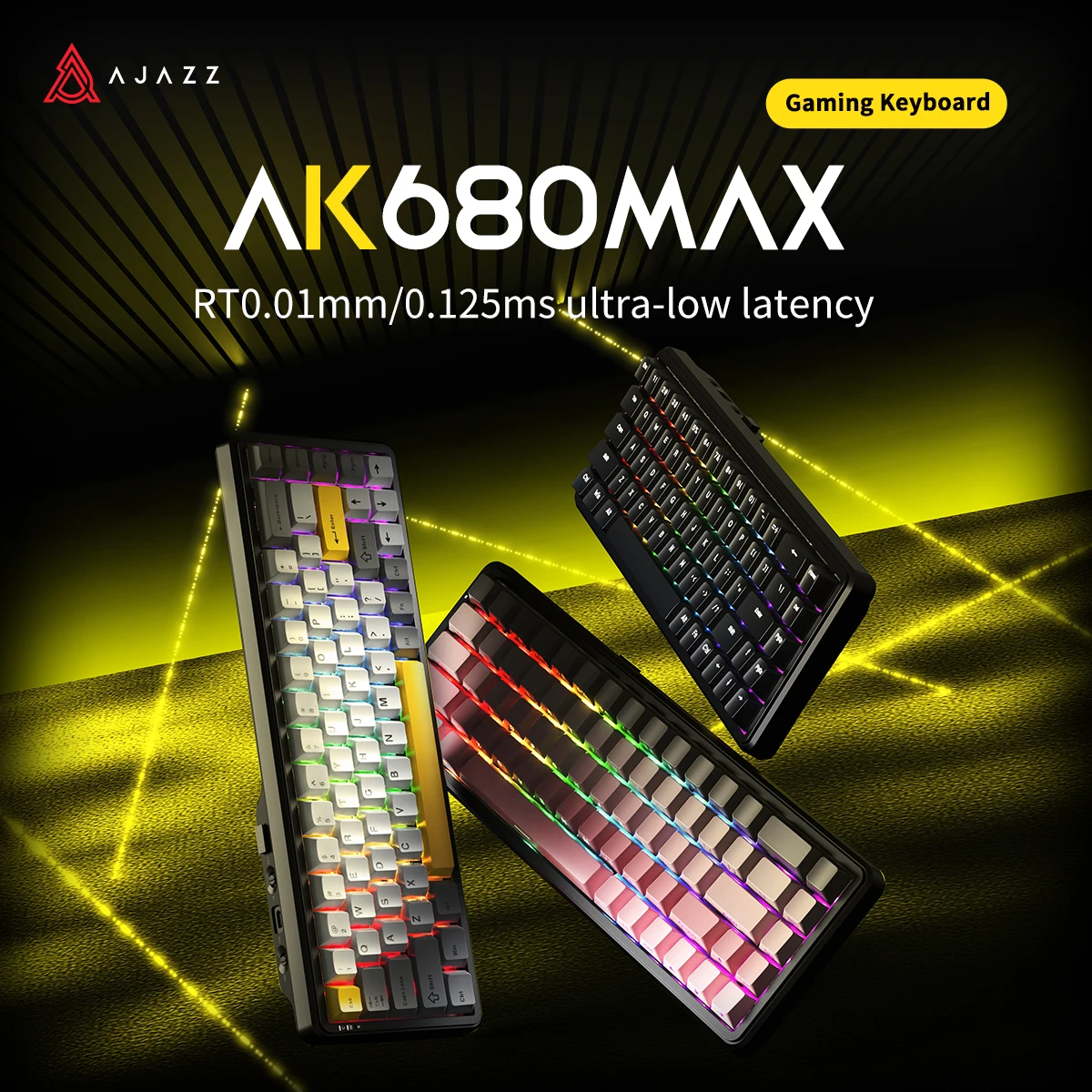 Teclado para juegos de oficina AJAZZ AK680 MAX (8 + 8K) eje de arroz magnético versión Hifi tres modos versión fija de aluminio RGB DIY