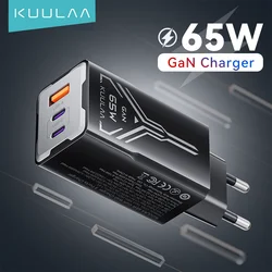 KUULAA 65W GaN cargador de carga rápida 4,0 3,0 tipo C PD cargador USB para iPhone 15 14 13 Pro Max cargador rápido para ordenador portátil cargador PD