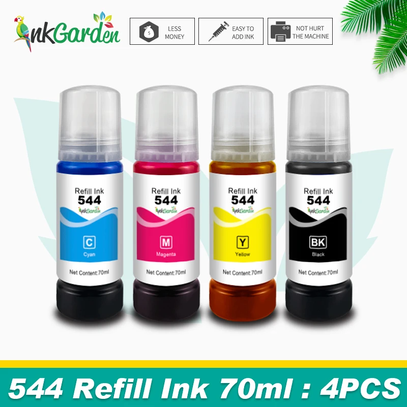 Tinta de tinte 544 para Kit de recarga de botellas Ecotank CISS para impresora de inyección de tinta Compatible con Epson L3150 L3110 L3100 L3210 L3250 L1110 5190