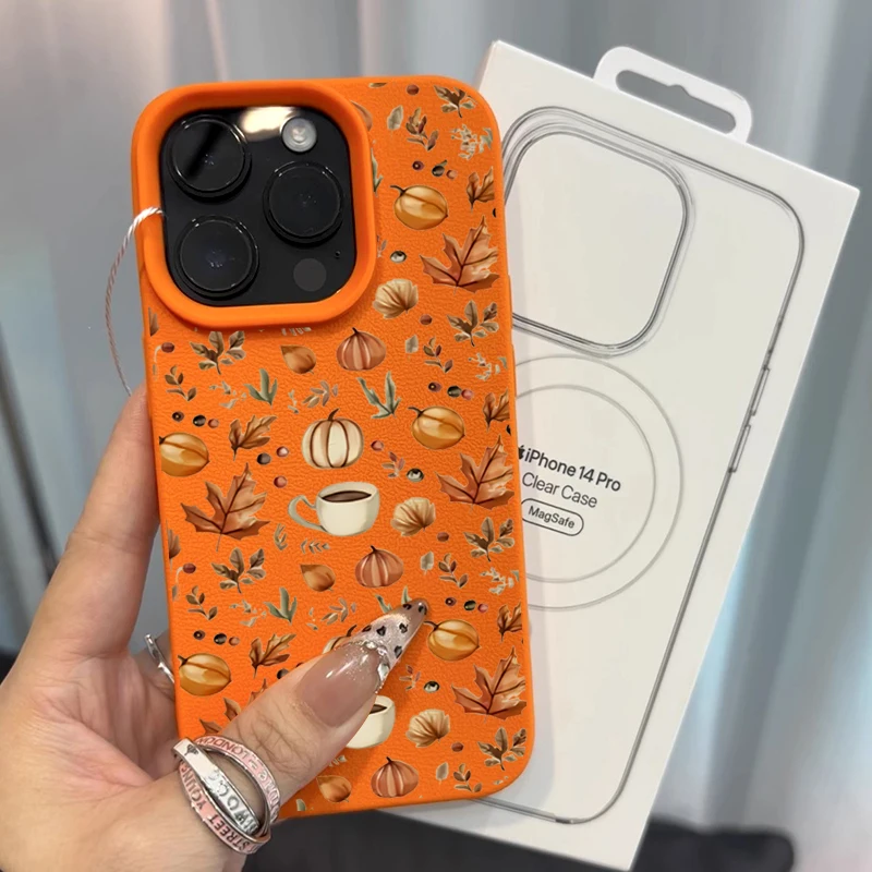 Funda de teléfono de silicona con leche de café y calabaza de otoño para iPhone 17 16 15 14 13 12 11 Pro Max Plus 17 Air X XR XS cubierta a prueba de golpes - imagen 3