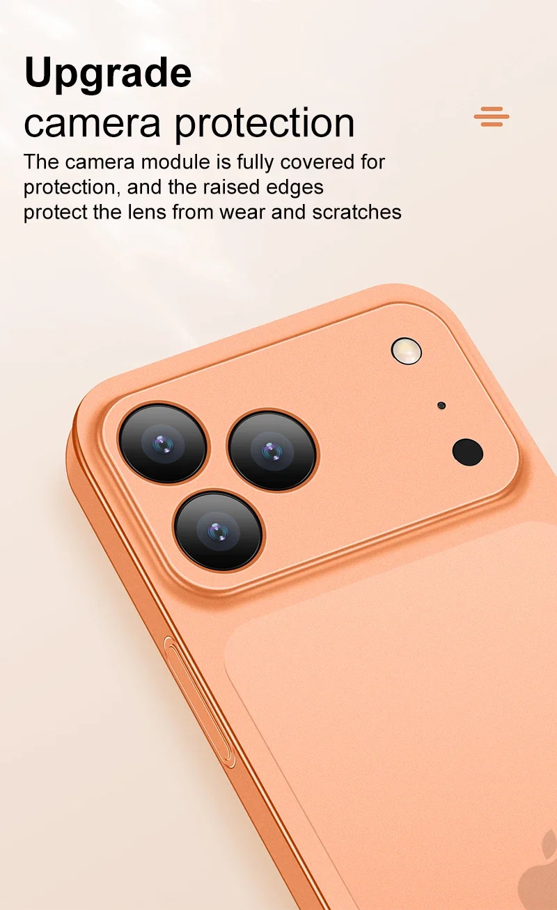 Funda rígida ultrafina de color naranja mate de 0,3 mm para iPhone 17 pro Max transparente PP transparente suave compatible con iPhone AIR - imagen 2
