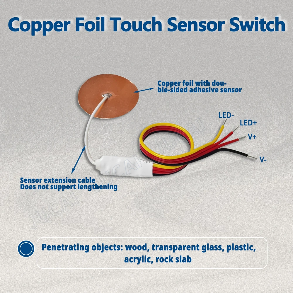 Interruptor táctil de Metal de 110V y 220V, conducción de lámina de cobre, 5V, 12V, 24V, detección capacitiva táctil de partición para tira de luz, hogar inteligente - imagen 3