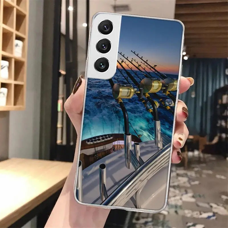 Funda de teléfono de silicona con gancho para caña de pescar y pescado de carpa para Samsung Galaxy S23 S24 S25 Ultra S21 Plus S20 FE S22 S10 + Funda de borde Ga - imagen 3