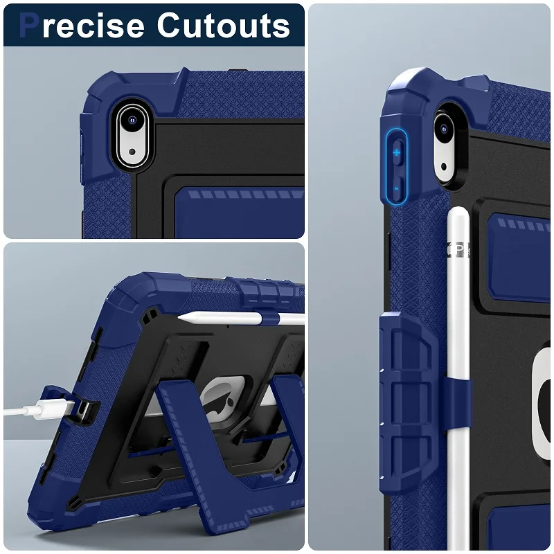 Funda para iPad 7. a 8 a 9 a generación 10,2 Funda para iPad 11. a generación 11 10 a 10,9 Funda segura a prueba de golpes para tableta con soporte híbrido de silicona para PC - imagen 5