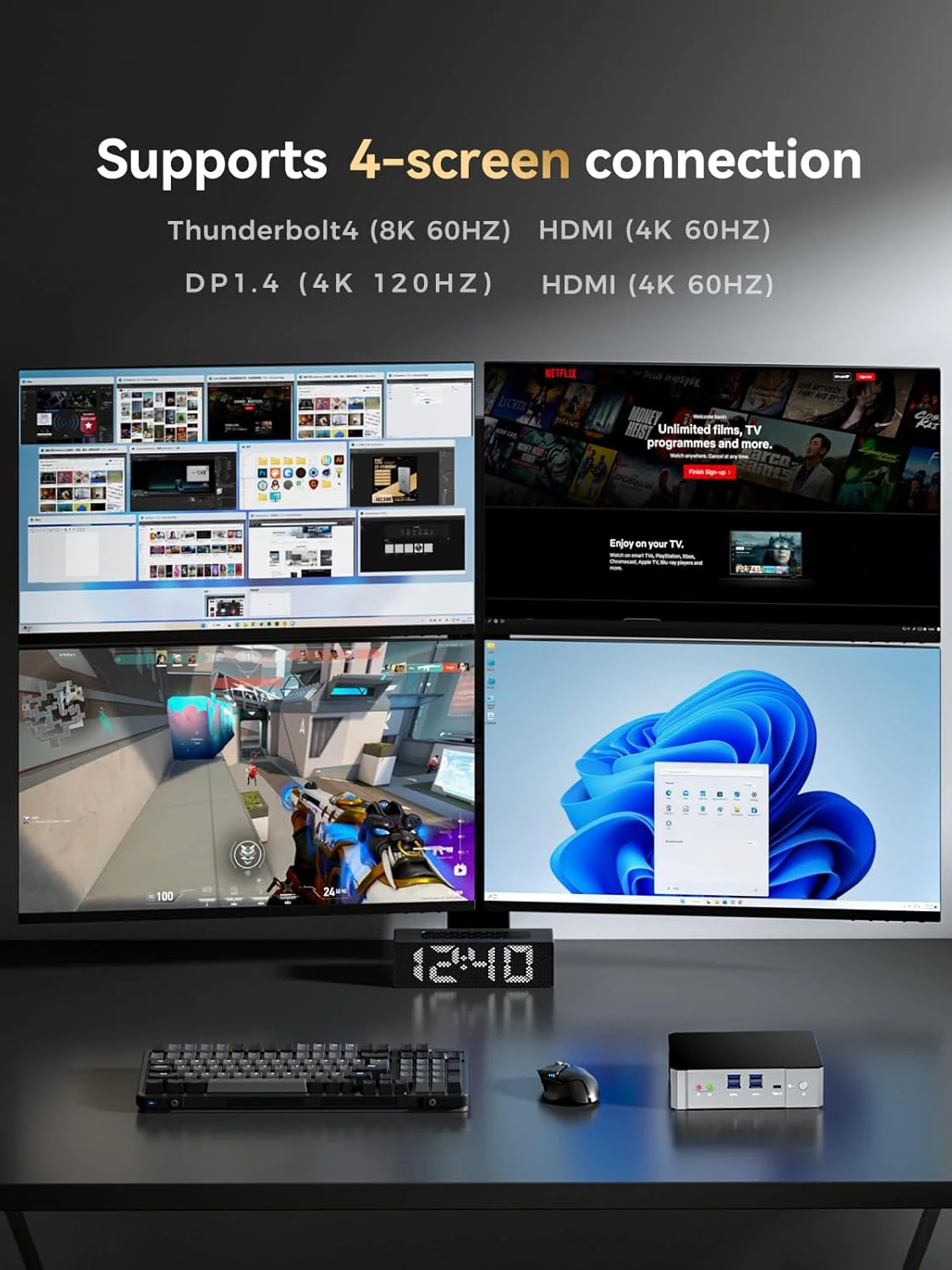 Mini PC Intel Core i9 13900H/i7 13700H de 13. a generación Thunderbolt 2x DDR5 2x PCIe 4,0 Mini ordenador para juegos de escritorio 2x 2,5G LAN - imagen 5