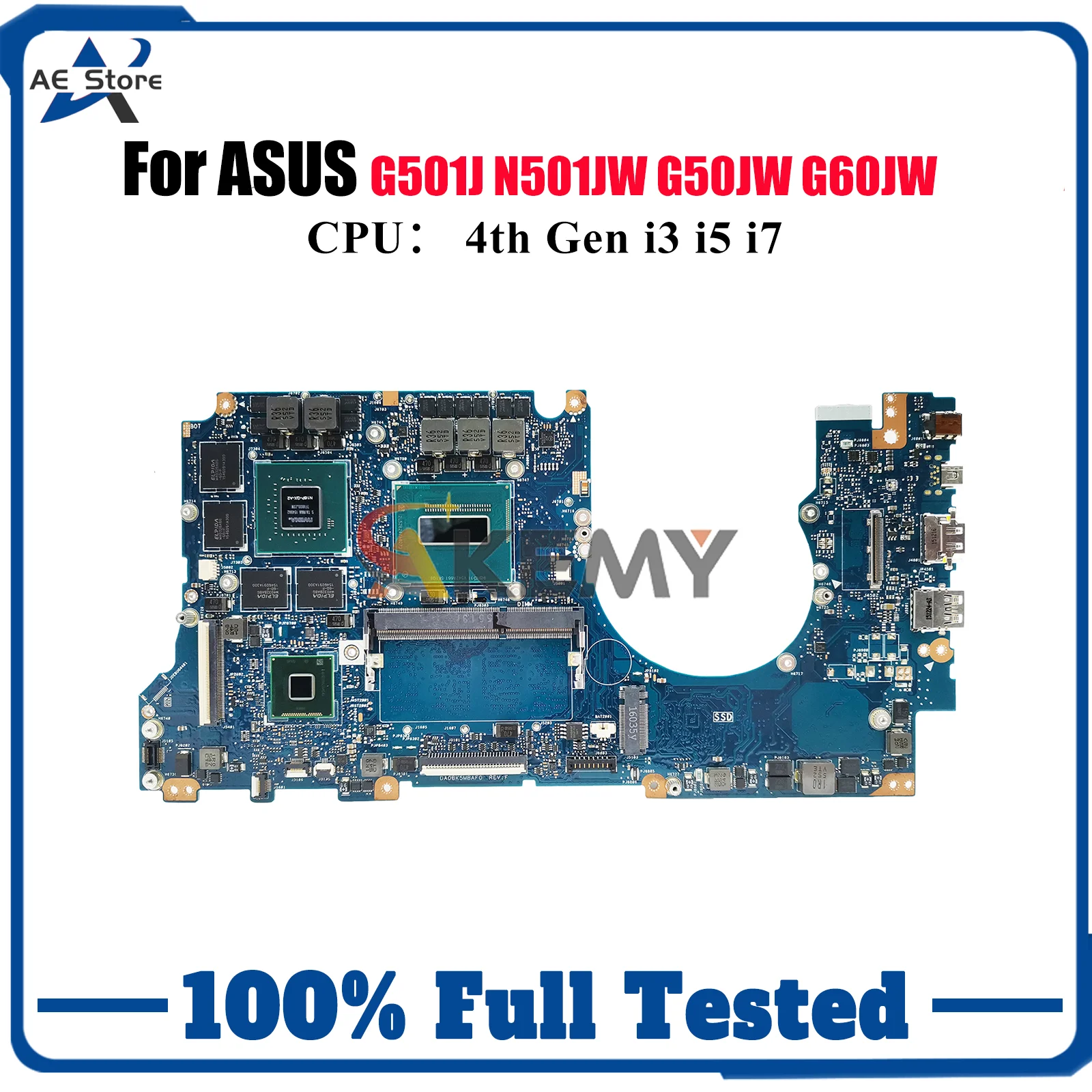 Placa base para ordenador portátil N501JW para ASUS ROG N501JW N501J G501J placa base para portátil con CPU i3 i5 i7 100% pruebas OK envío rápido stk