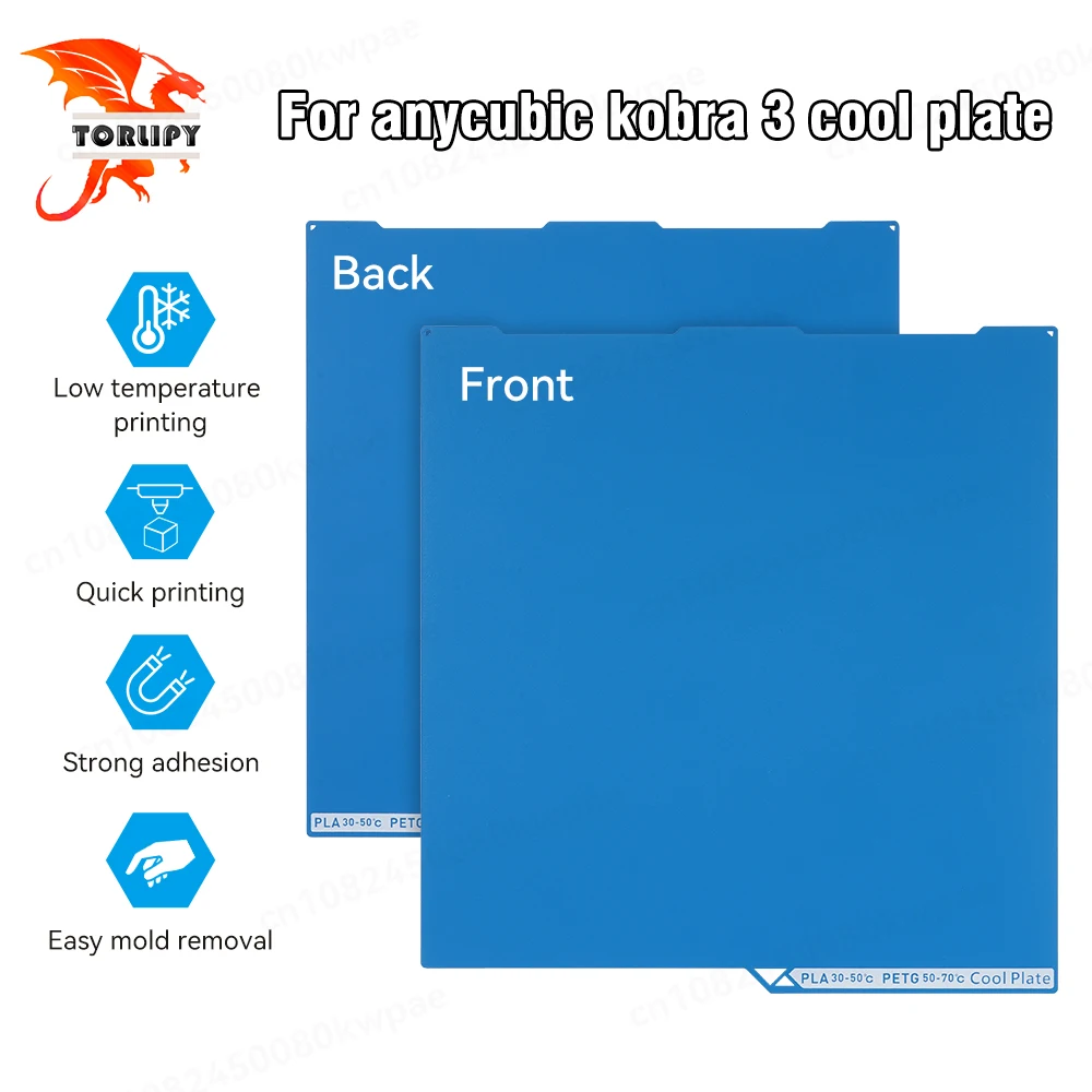 Para Anycubic Kobra 3 placa fría 255x268mm Kobra 3 placa de construcción de impresión de doble cara cama térmica de baja temperatura piezas de impresora 3D