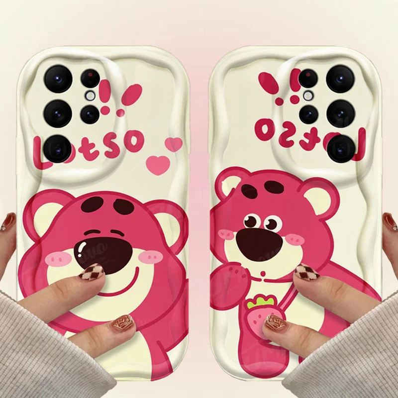 Disney funda de silicona para Samsung Galaxy, carcasa de oso de fresa, 3D Wave, A12, A22, A32, A52, A52S, A72, A11, A21S, A31, A51, A71, A20, A30, A50