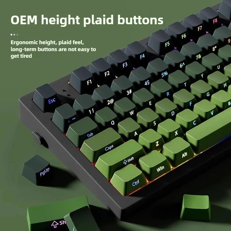Tapa de tecla de contorno de impresión lateral Matcha, doble disparo, brillo a través de gradiente PBT, tapa de tecla personalizada DIY para teclado mecánico