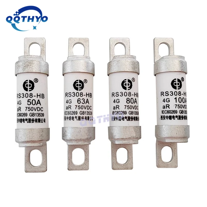 10 unids/lote fusibles para vehículos de nueva energía RS308-HB 4G 10A 16A 20A 25A 32A 40A 50A 63A 80A 100A aR 750VDC fusible de núcleo fundido - imagen 3