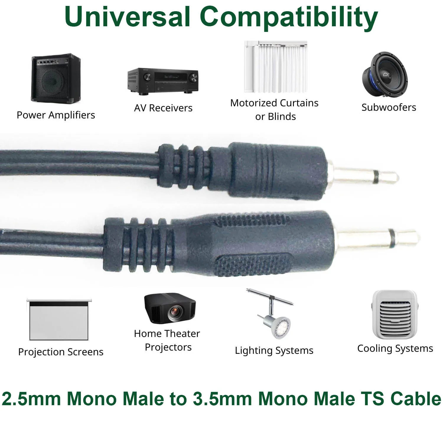 Cable receptor de Sensor infrarrojo IR, disparador Mono Monaural TS de 3,5mm macho a 2,5mm macho, 12V, para amplificador de parasound, Logitech Harmony Hub - imagen 5