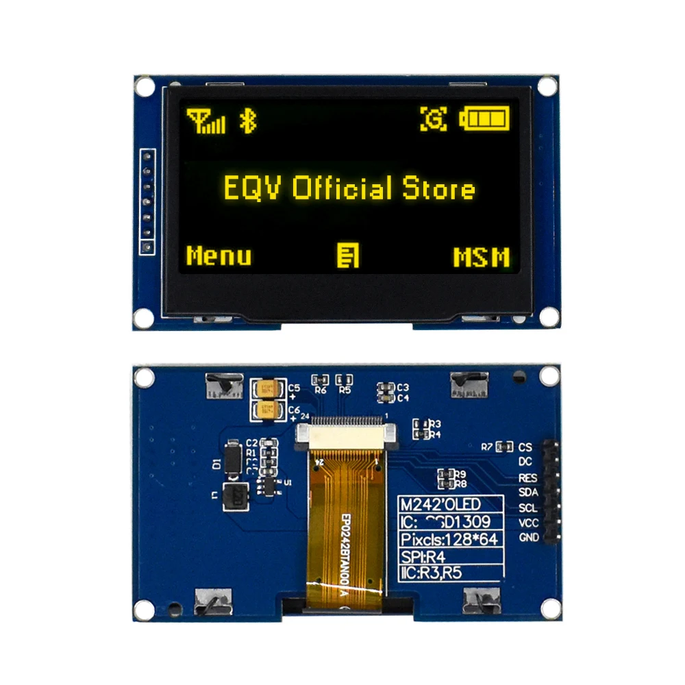 Blanco azul 2,42 "2,42 pulgadas pantalla LCD 12864 módulo de pantalla OLED IIC I2C SPI serie para C51 STM32 SSD1309 - imagen 5