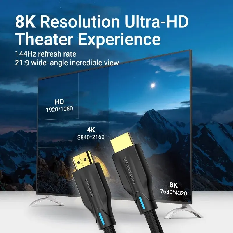 Vention-Cable 2,1 Compatible con HDMI, 8K/60Hz, 4K/120Hz, para Xiaomi Mi Box, PS5, HDR10 + 48GBP - imagen 3