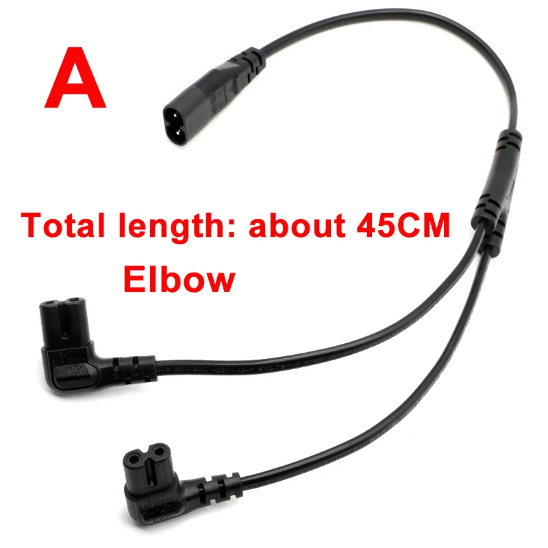 Cable de alimentación dividido IEC 320 C8 de 2 pines macho a 2 x C7 hembra Y aproximadamente 45CM/30CM cables de extensión IEC 320 C7 a C8 C8 macho a C7 hembra - imagen 2