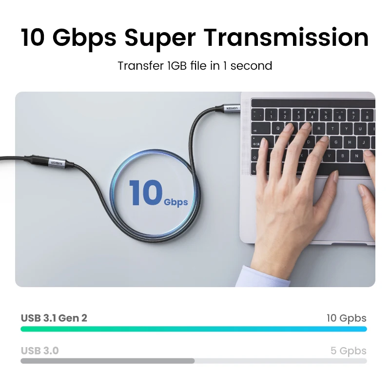 Ugreen-Cable de extensión USB tipo C, extensor USB-C Thunderbolt 3 para Xiaomi Nintendo Switch, USB 3,2 - imagen 4