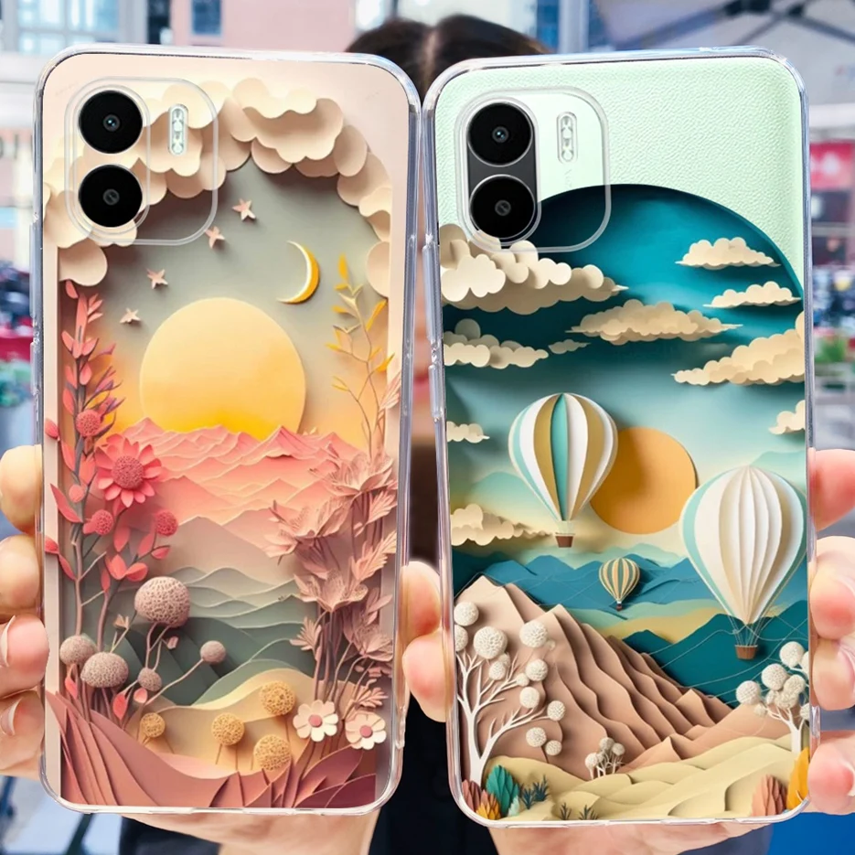 Para Xiaomi Redmi A2 funda Redmi A2 + funda pintada de lujo funda de teléfono de TPU suave de silicona transparente para Xiaomi Redmi A2 Plus bolsas RedmiA2 - imagen 4