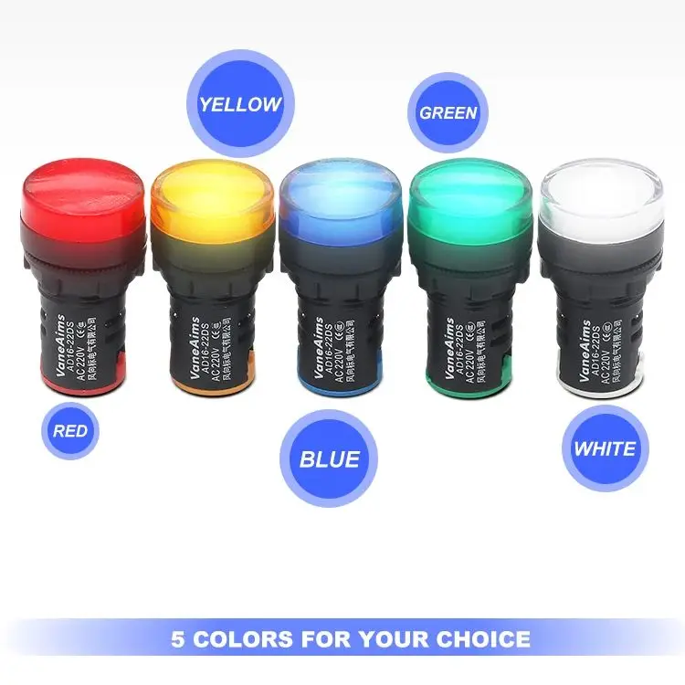 Luz indicadora LED de 10 piezas y 22mm, montaje en Panel de AD16-22DS, señal de potencia de plástico, lámpara piloto, baliza, CA, CC, 12V, 24v, 220V - imagen 2