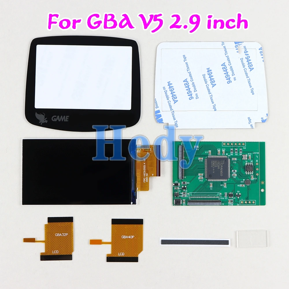 Pantalla IPS punto a punto para consola Nintendo GBA V5, alto brillo, 2,9 pulgadas, 1 Juego