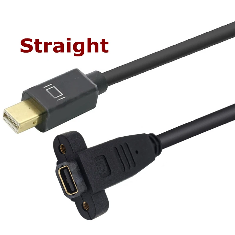 0,3m 90 ° Ángulo arriba/abajo codo chapado en oro Mini DP Apple Computer Mini DisplayPor macho con orificio de tornillo fijo Cable de extensión de prueba - imagen 3