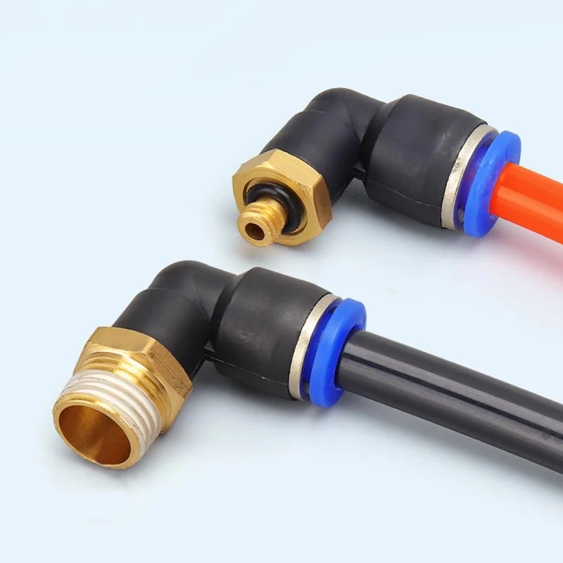 20/50/100 Uds conector de aire neumático PL 4 6 8 10 12mm rosca 1/8 1/4 "3/8" 1/2 "codo de tráquea accesorios de aire manguera conector rápido - imagen 4