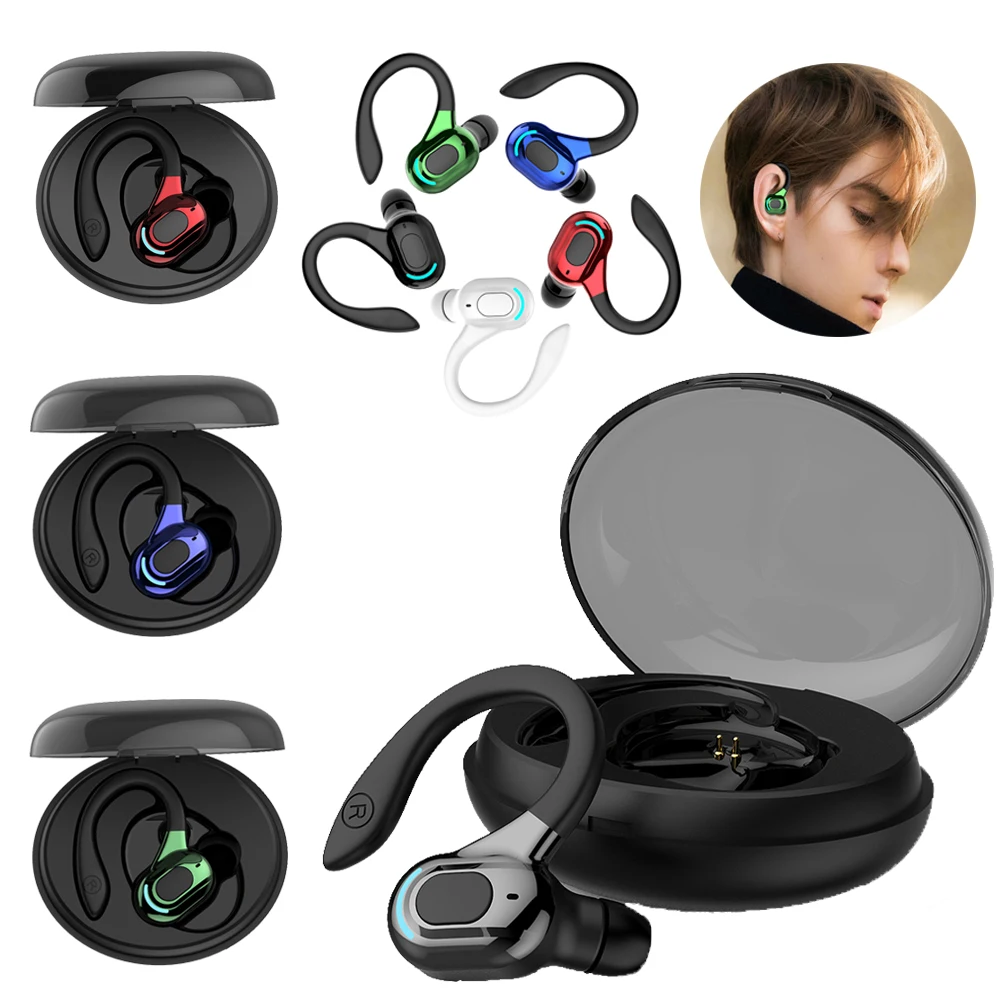 Auriculares M-F8 con Bluetooth 5,2, cascos con gancho para llamadas de música, estéreo, Mini auriculares con cancelación de ruido para deportes y juegos - imagen 2