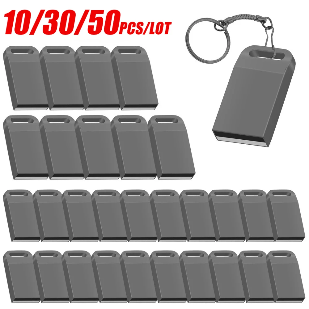 Unidad Flash USB 2,0 de Metal, 10/30/50 Uds., 2GB, 4GB, 32GB, 16GB, 128GB, unidad de bolígrafo de 64GB, memoria de regalo creativa personalizada, Mini disco U de 8GB