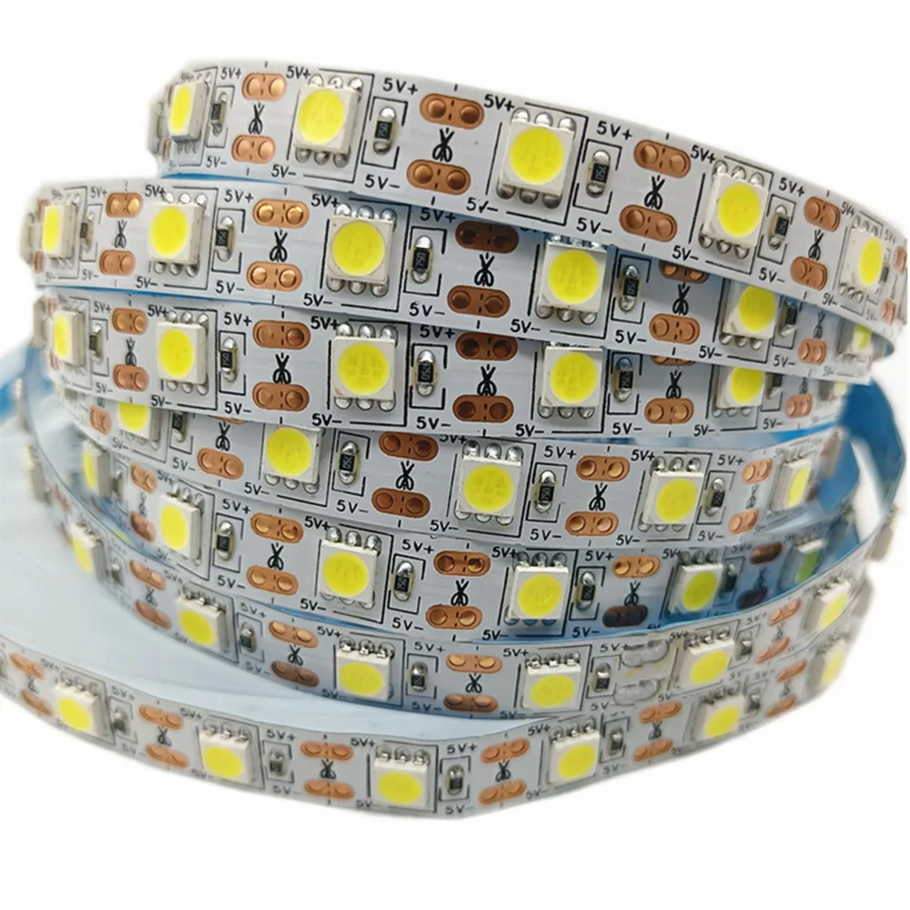 Tira de luces LED RGB de 5v 5050, lámpara de cinta Flexible impermeable 50cm 1m 2m 3m 4m 5m con enchufe de 4 pines PCB blanco/negro para decoración del hogar - imagen 4